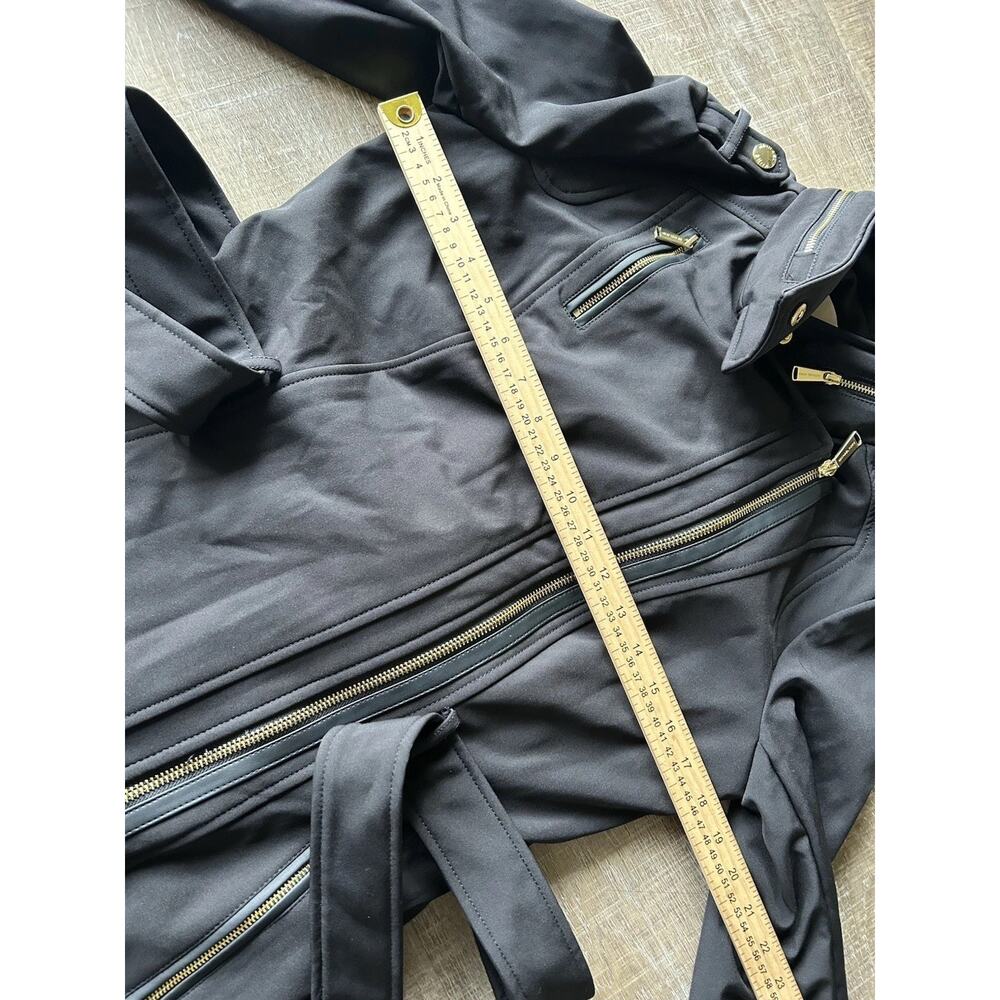 Michael Kors Trench Coat Womens XS Black Hooded Belted Zip Lined NWT - Picture 9 of 16